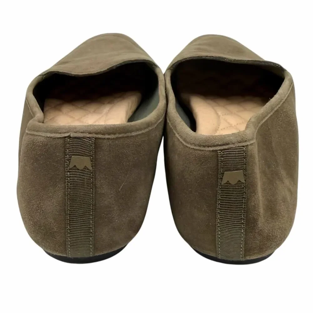 Birdies Vesper Suede Loafers Flats Sz 8.5 Gray Green Quilted Cushioned Comfort